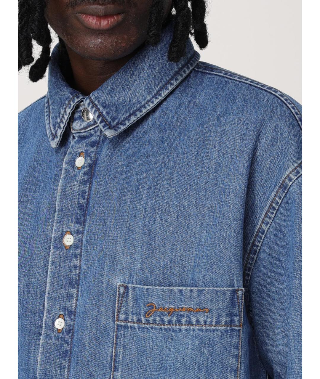 JACQUEMUS Синяя хлопковая кэжуал рубашка, фото 6