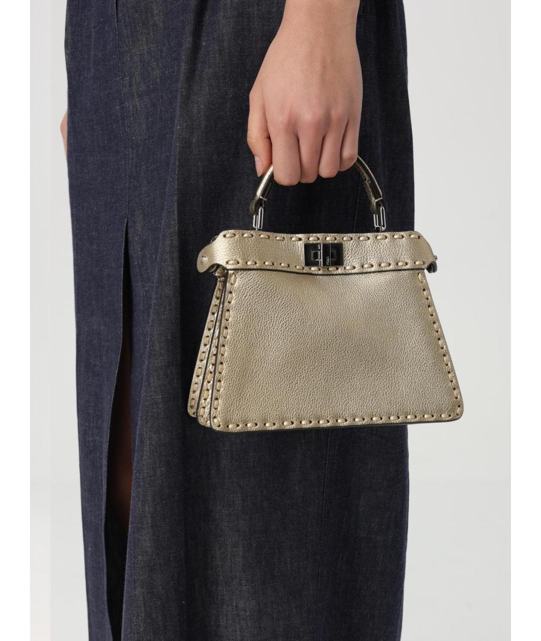 FENDI Бежевая кожаная сумка тоут, фото 2