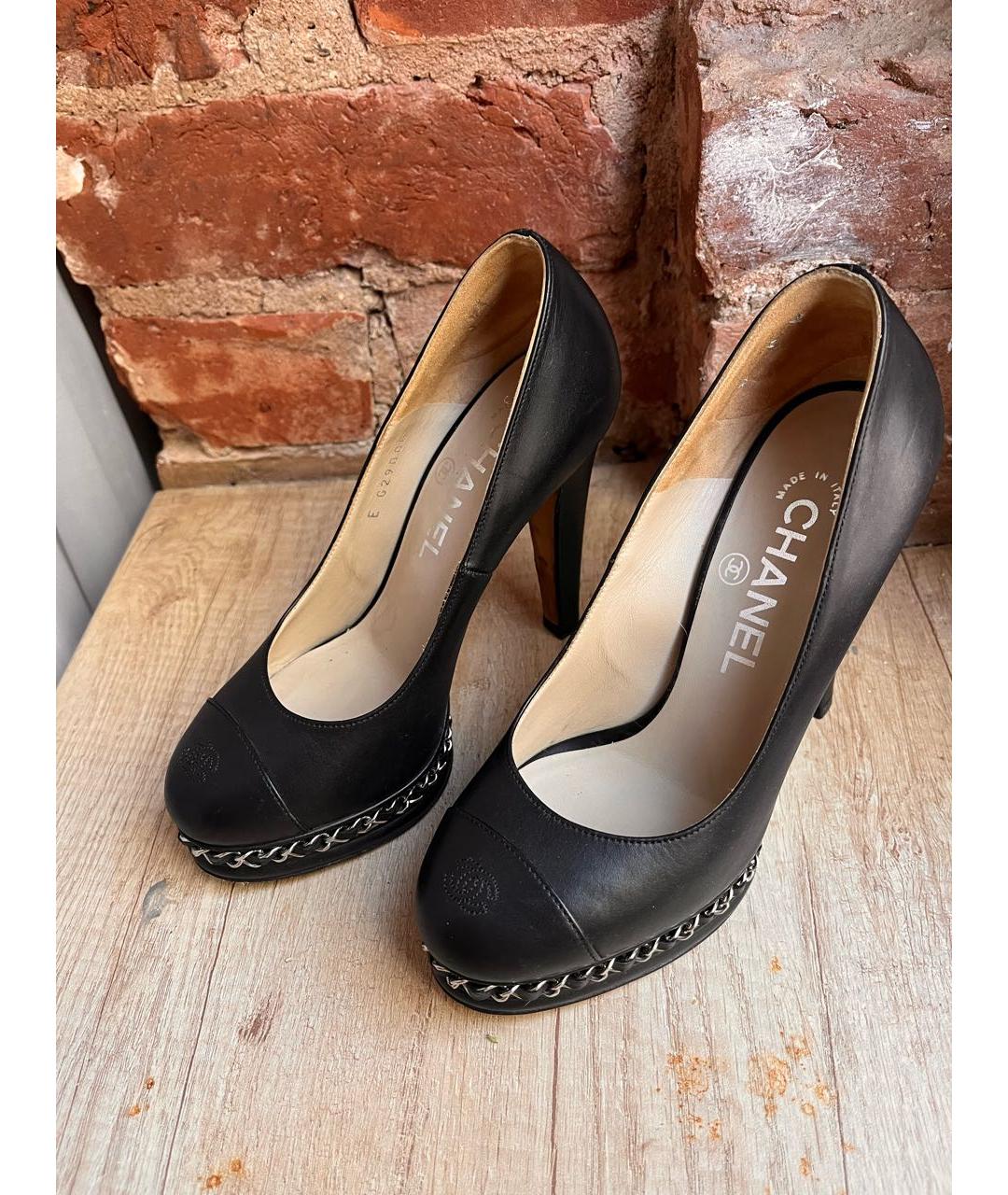 CHANEL Черные кожаные туфли, фото 5