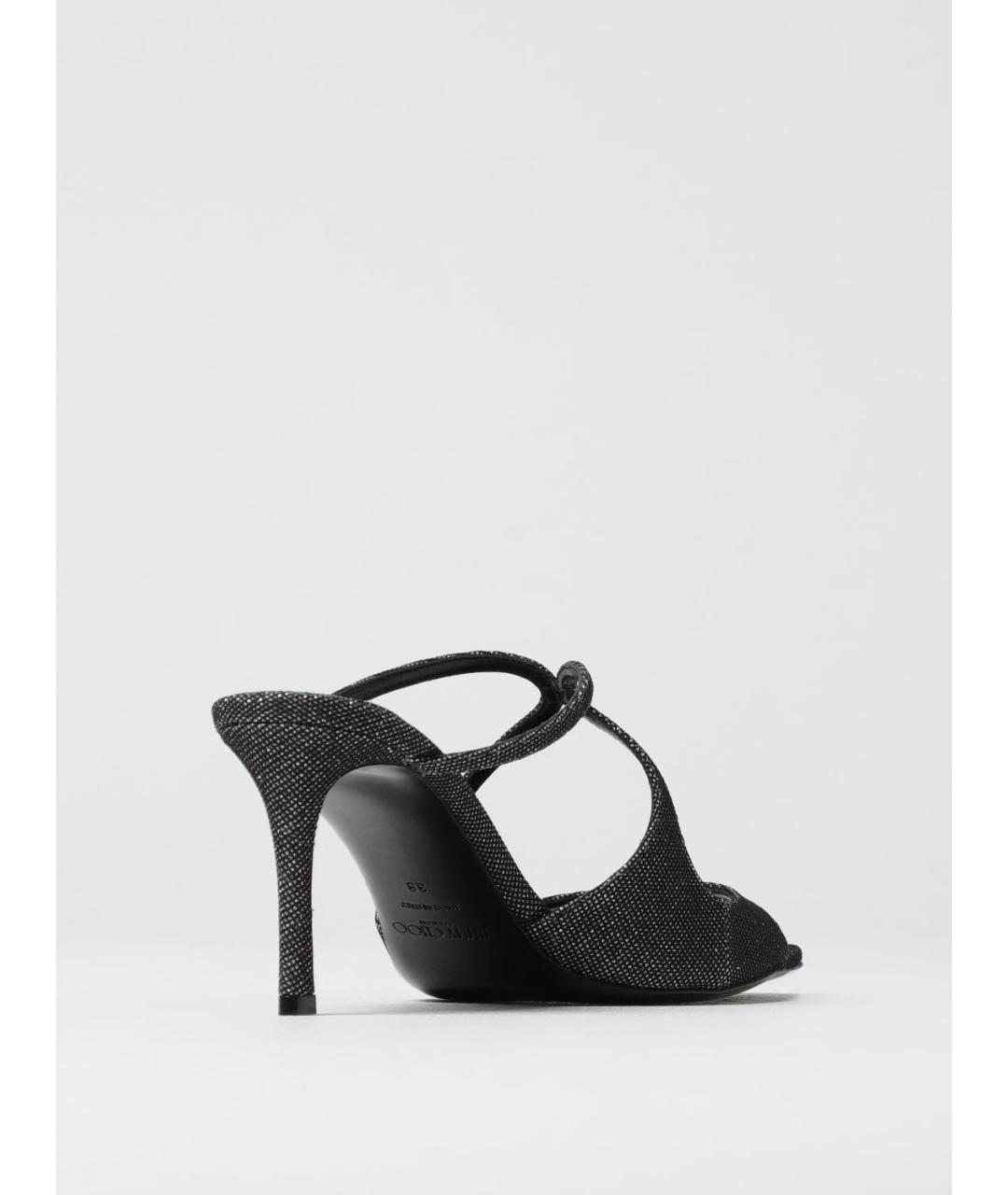 JIMMY CHOO Серебряные кожаные мюли, фото 3