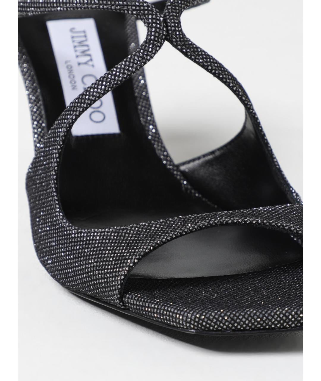 JIMMY CHOO Серебряные кожаные мюли, фото 4
