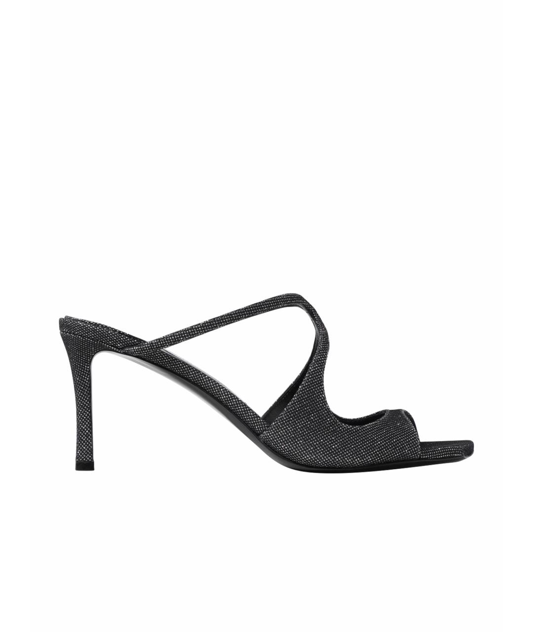 JIMMY CHOO Серебряные кожаные мюли, фото 1