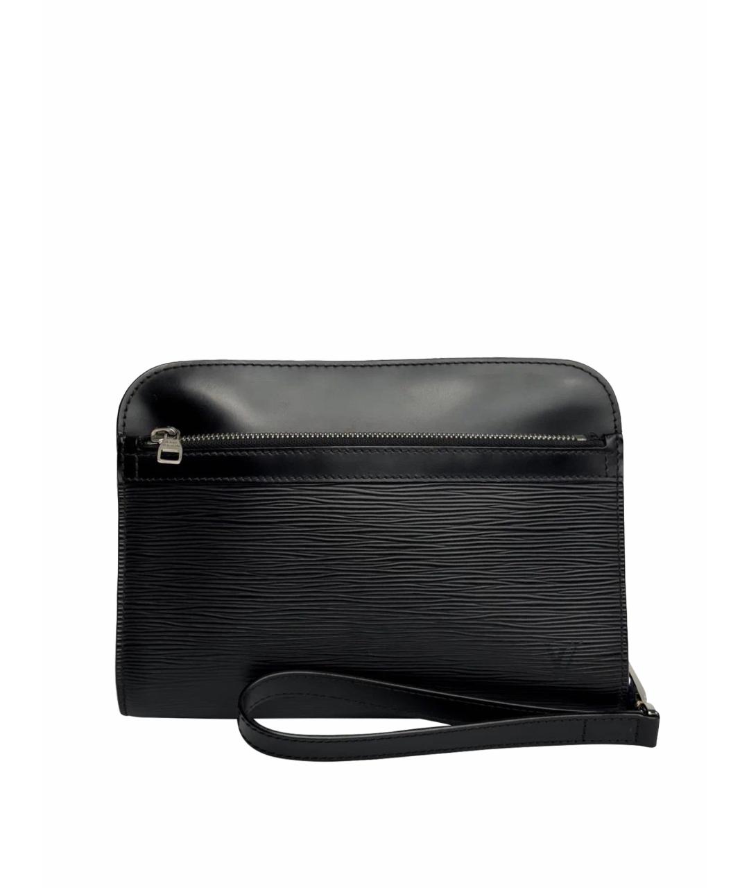 LOUIS VUITTON Черная кожаная барсетка, фото 1