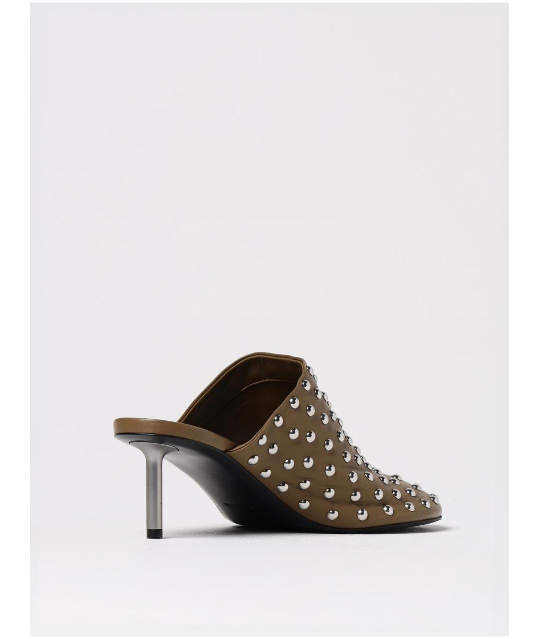 JIL SANDER Хаки кожаные сабо, фото 3