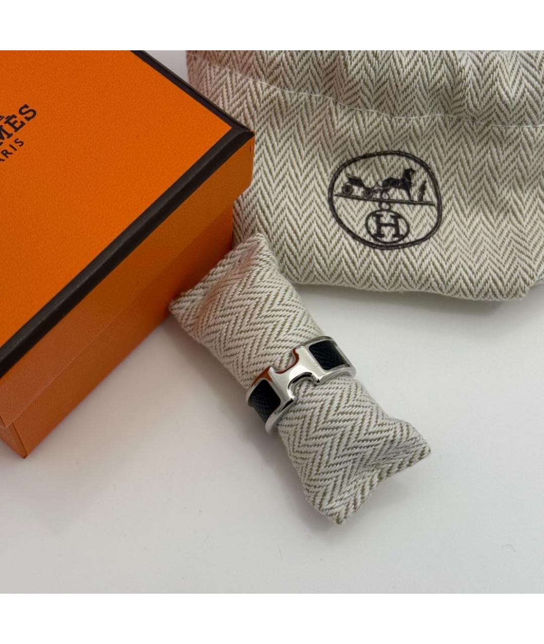 HERMES Черное кожаное кольцо, фото 4