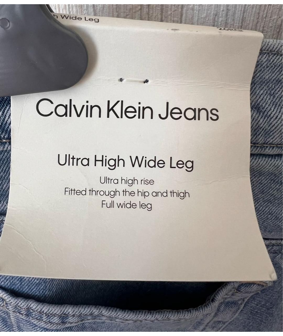 CALVIN KLEIN Голубые хлопко-эластановые прямые джинсы, фото 3