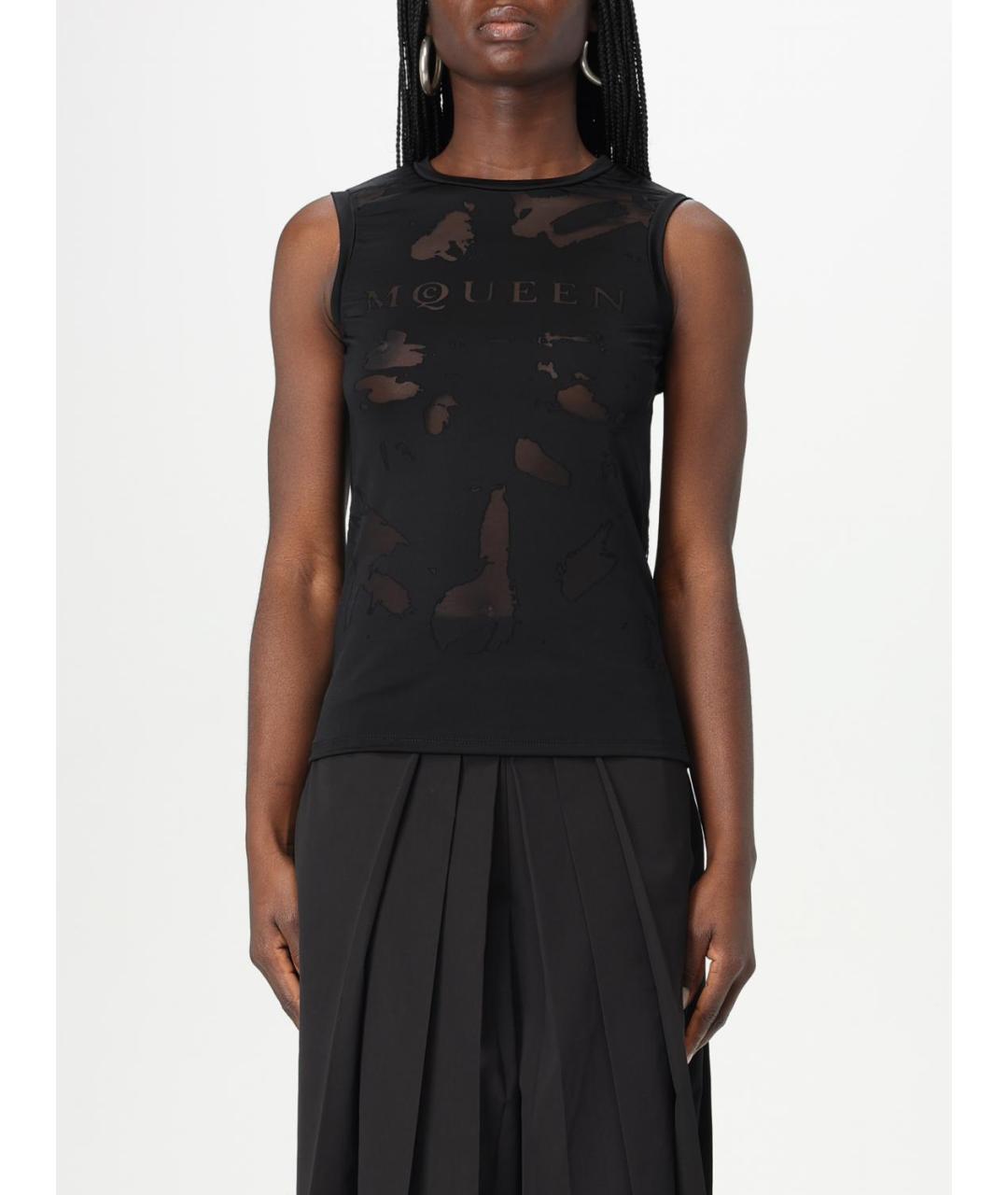 ALEXANDER MCQUEEN Черная вискозная майка, фото 2