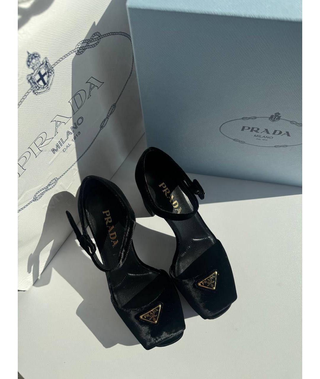 PRADA Черные бархатные босоножки, фото 3