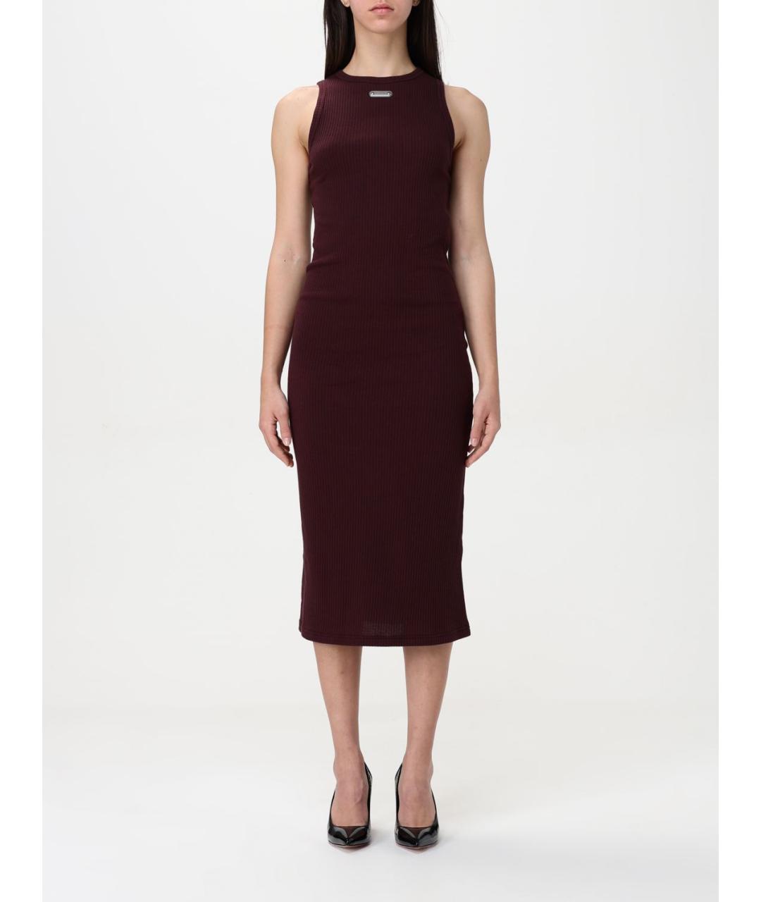 ALEXANDER MCQUEEN Бордовое хлопковое повседневное платье, фото 2