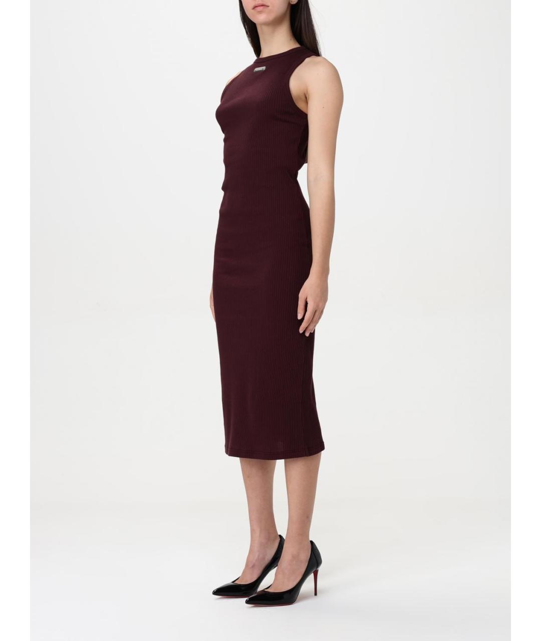 ALEXANDER MCQUEEN Бордовое хлопковое повседневное платье, фото 4
