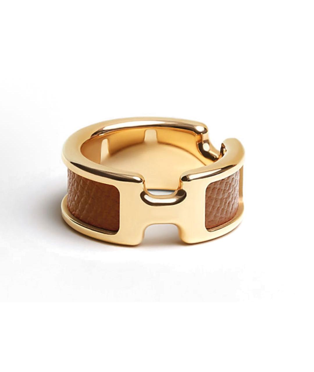HERMES Золотое кожаное кольцо, фото 3