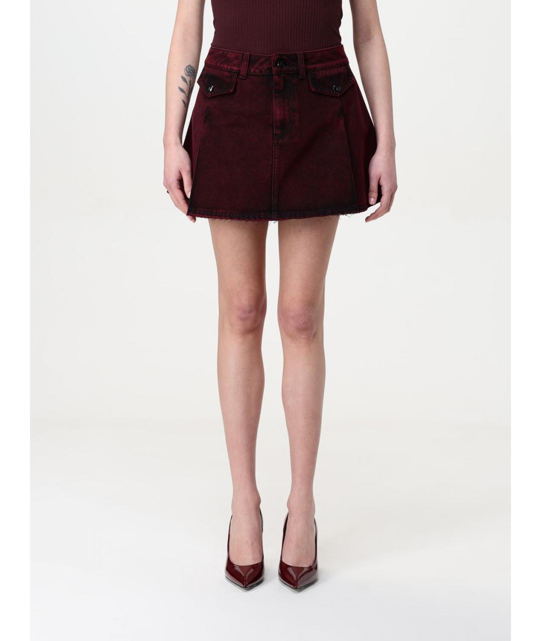 ALEXANDER MCQUEEN Бордовая юбка мини, фото 2