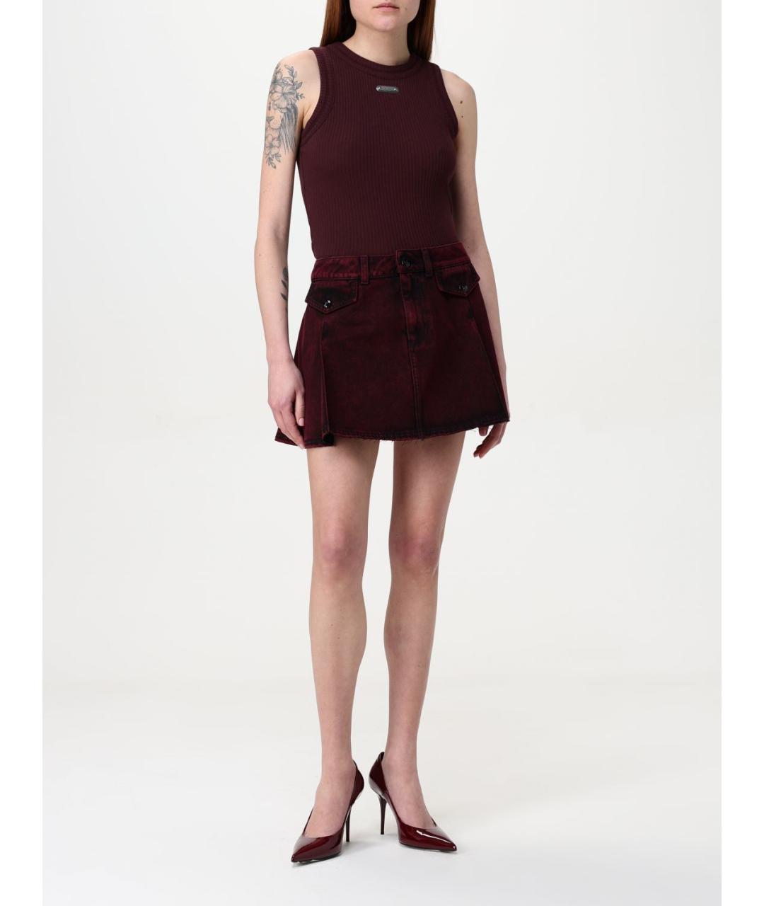 ALEXANDER MCQUEEN Бордовая юбка мини, фото 3