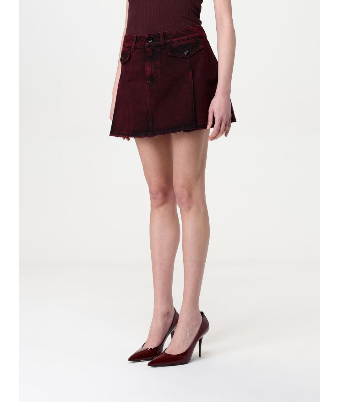 ALEXANDER MCQUEEN Бордовая юбка мини, фото 5