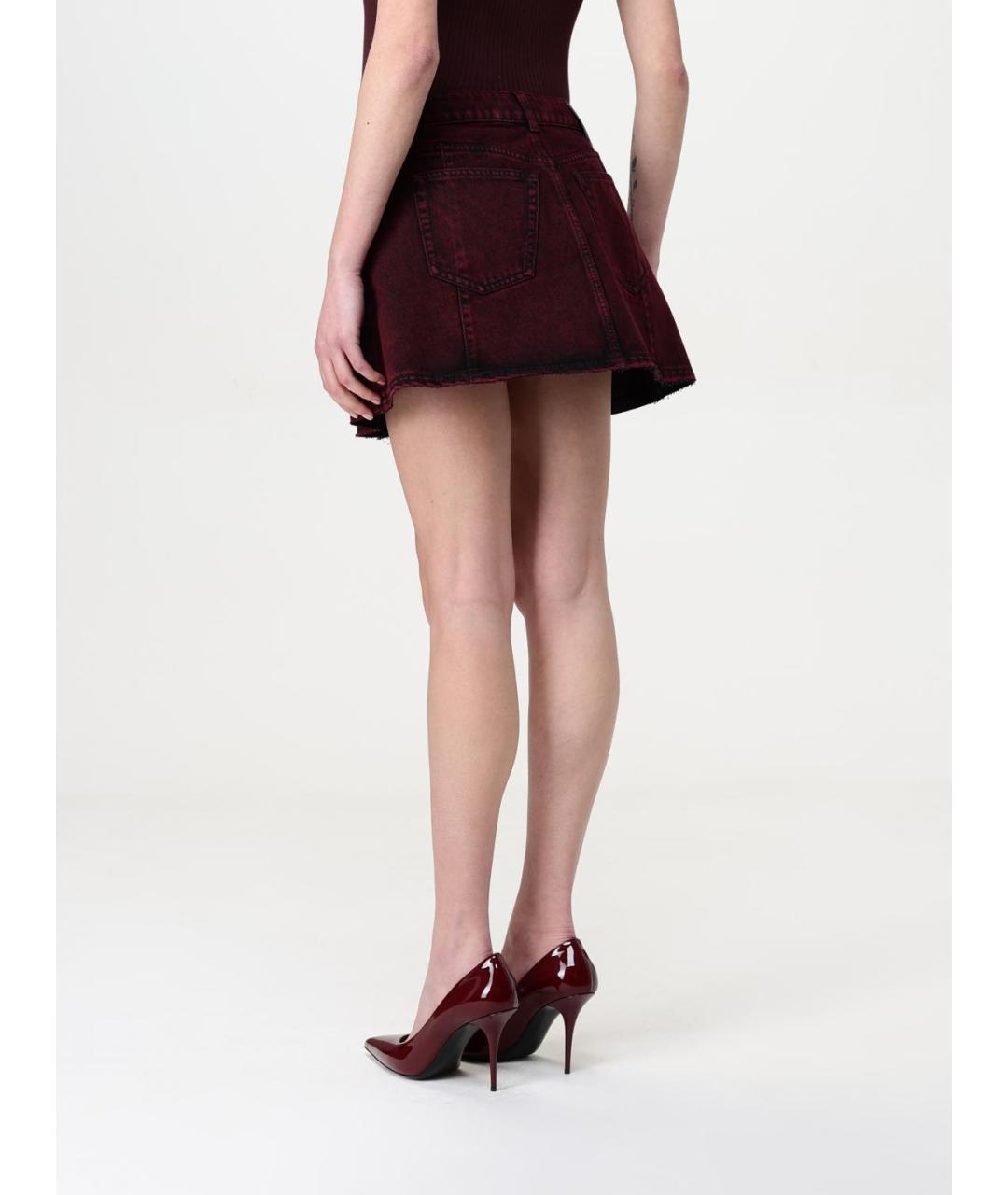 ALEXANDER MCQUEEN Бордовая юбка мини, фото 4
