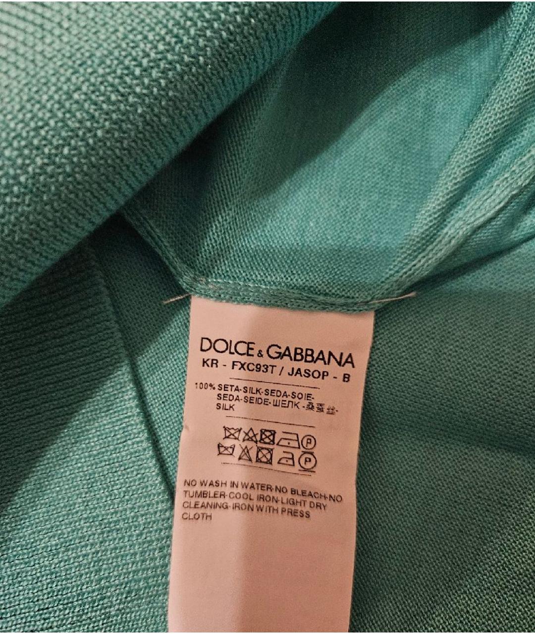 DOLCE&GABBANA Бирюзовый шелковый джемпер / свитер, фото 4