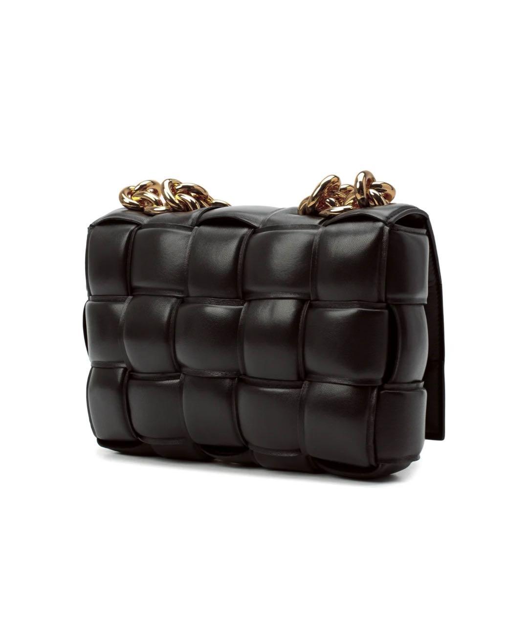 BOTTEGA VENETA Черная кожаная сумка через плечо, фото 4