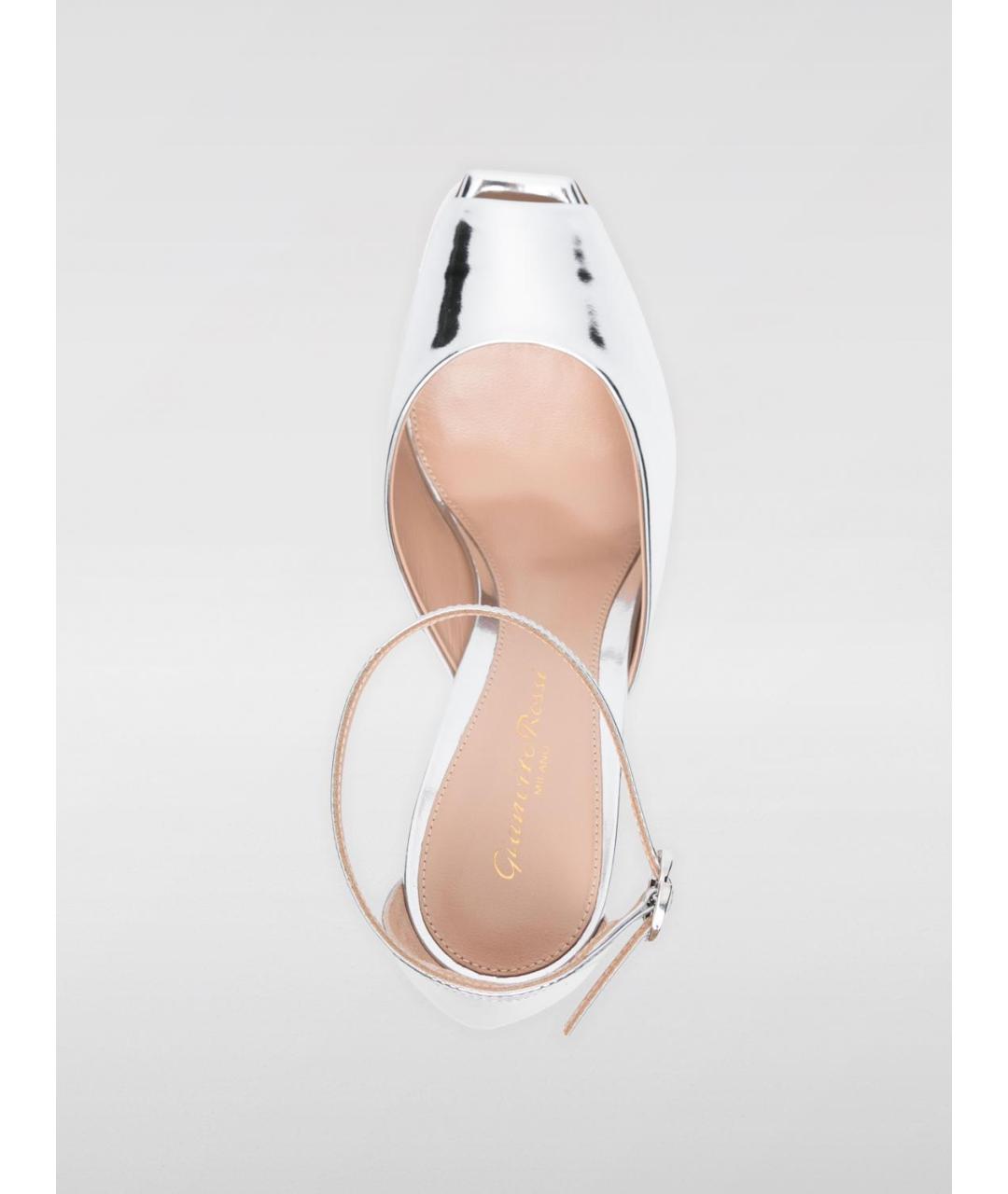 GIANVITO ROSSI Серебряные кожаные босоножки, фото 4