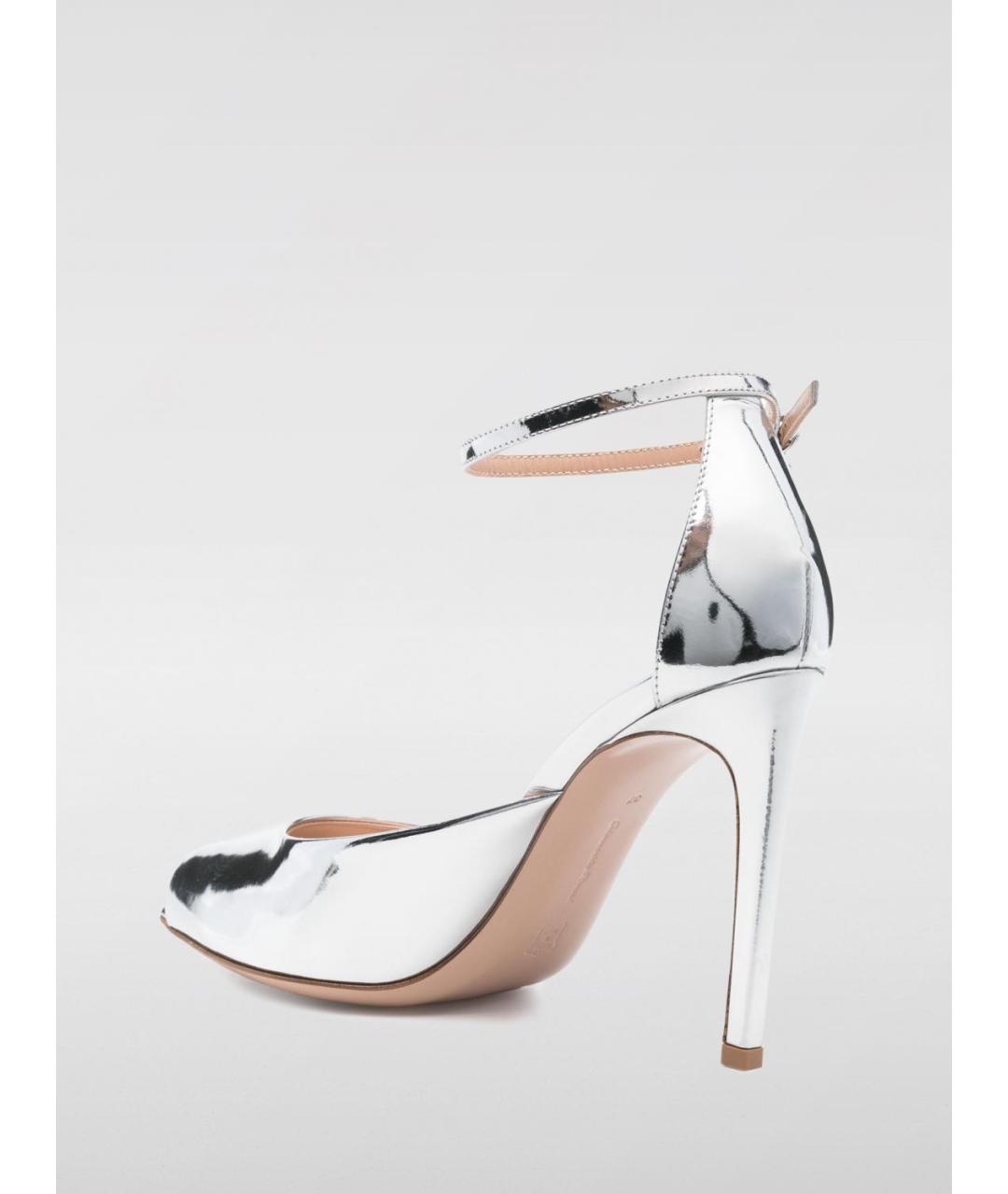 GIANVITO ROSSI Серебряные кожаные босоножки, фото 3