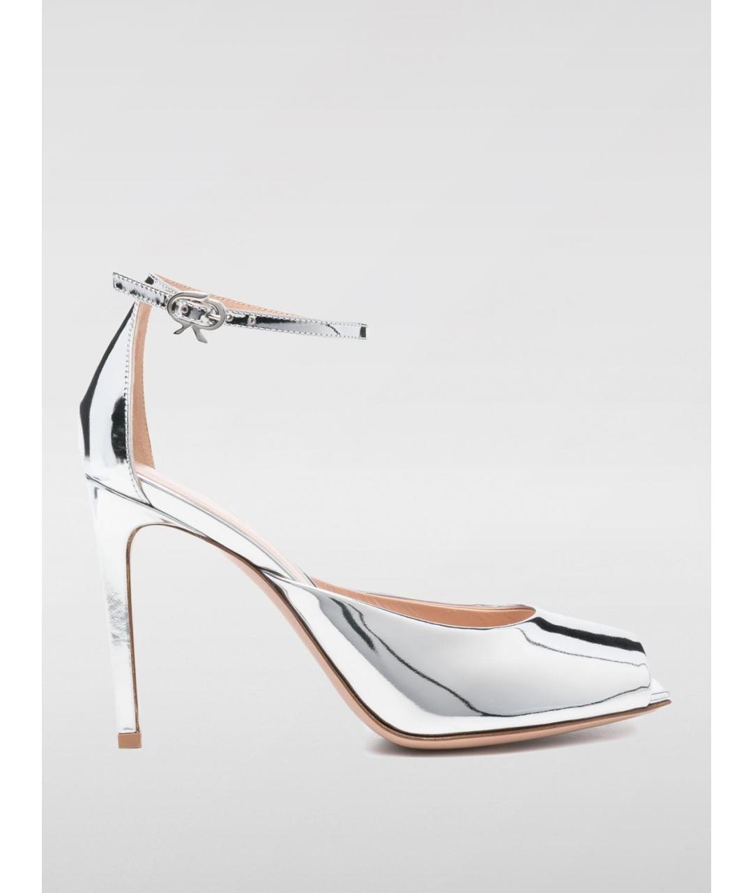 GIANVITO ROSSI Серебряные кожаные босоножки, фото 5