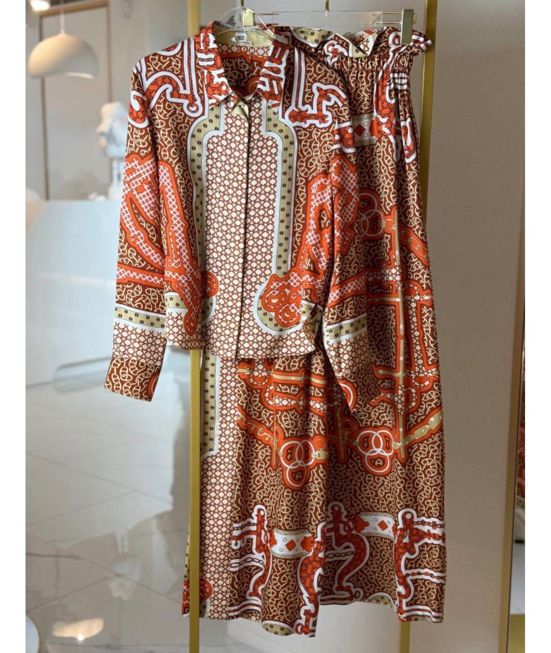 HERMES Оранжевый шелковый костюм с брюками, фото 6