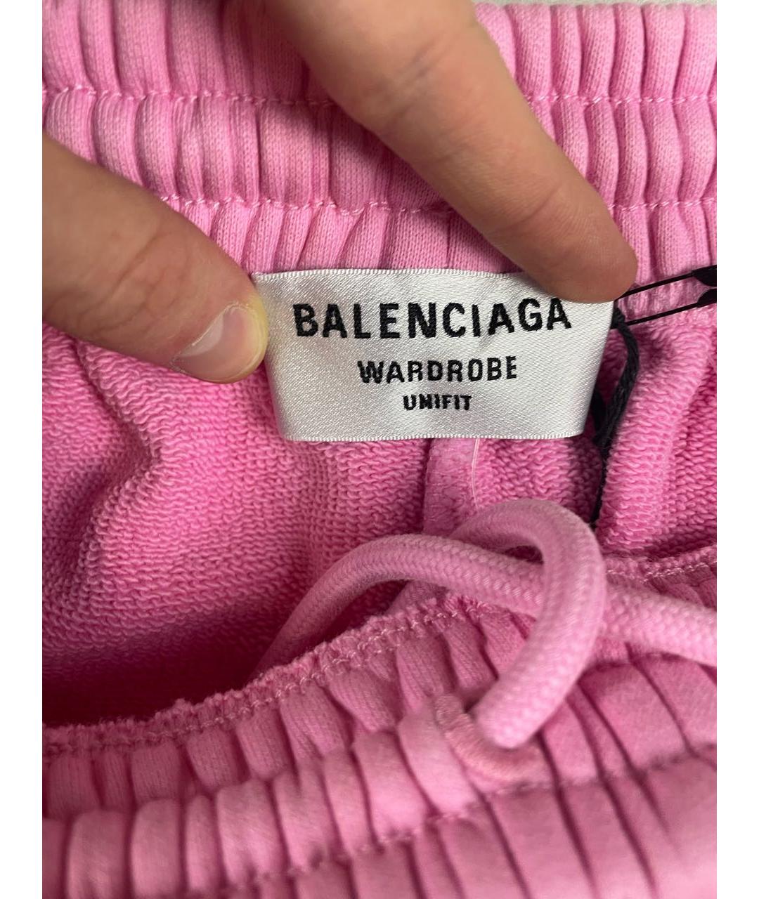 BALENCIAGA Розовые хлопковые повседневные брюки, фото 4