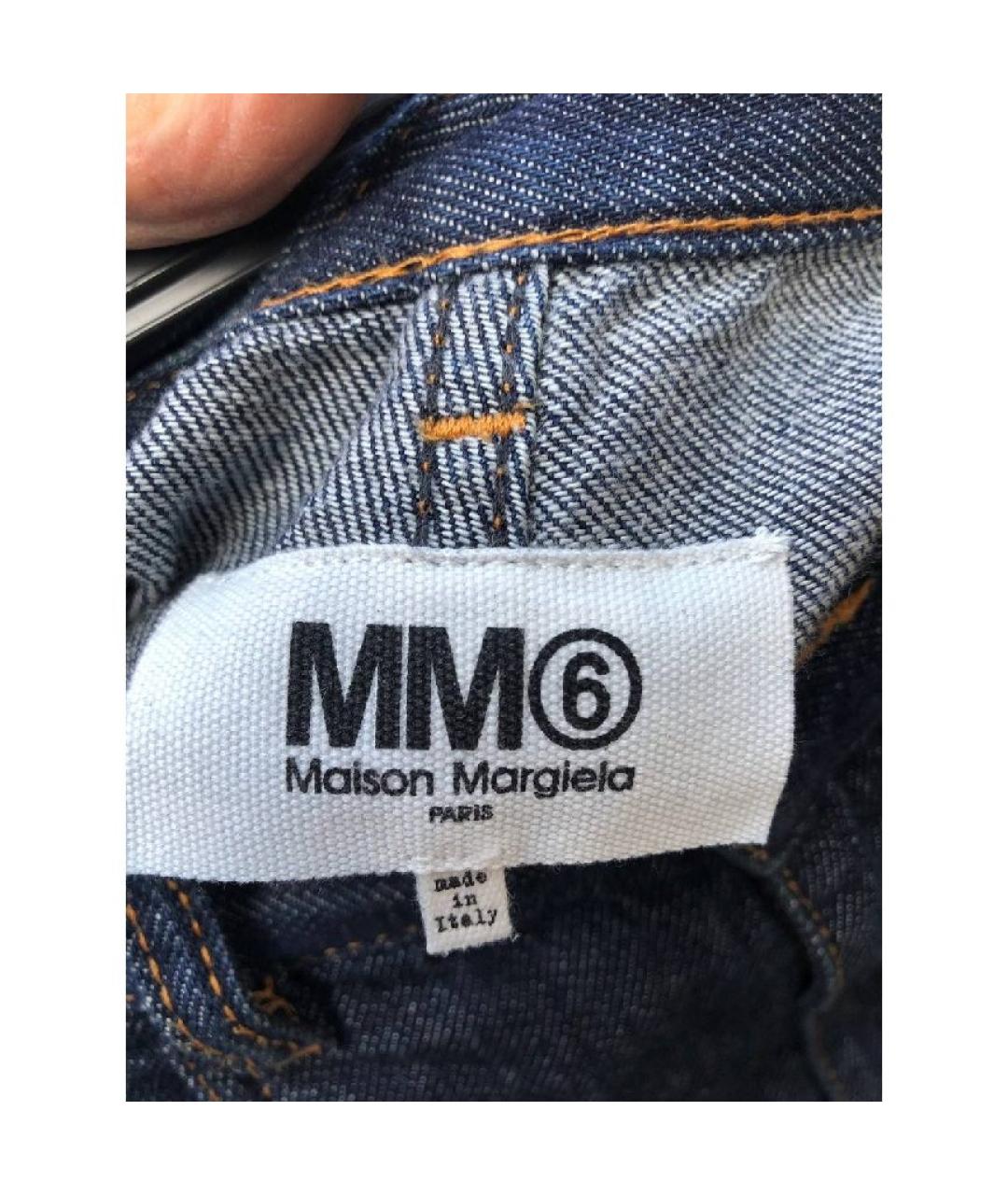MM6 MAISON MARGIELA Синие хлопковые прямые джинсы, фото 4
