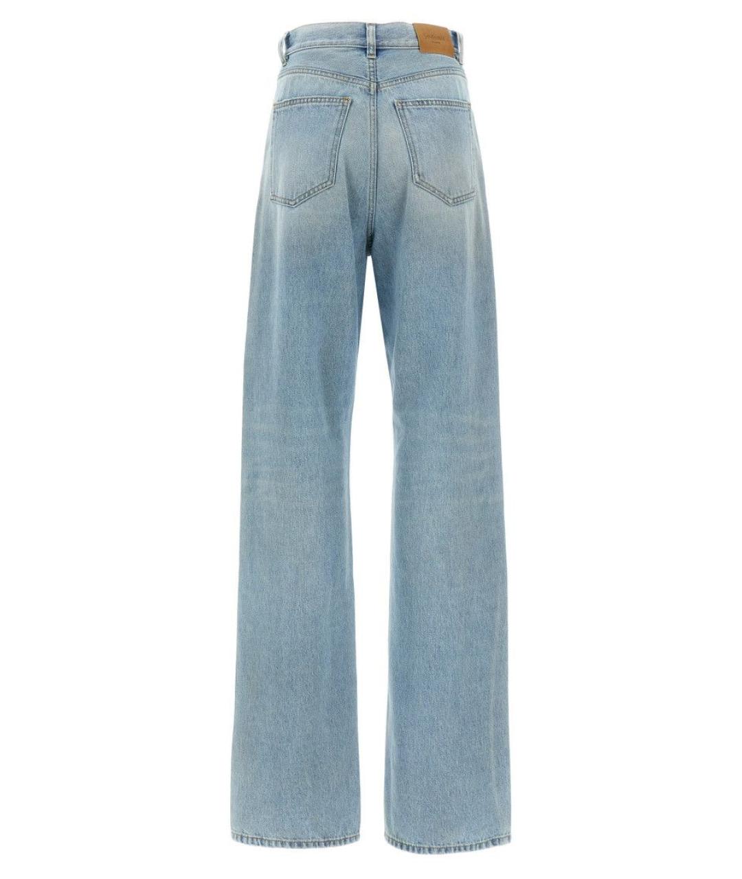 SAINT LAURENT Голубые хлопковые прямые джинсы, фото 2
