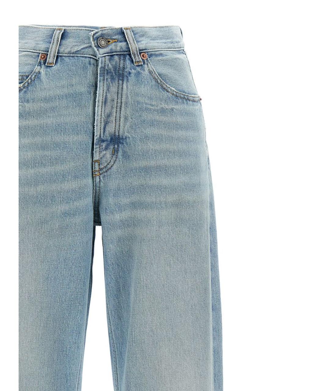 SAINT LAURENT Голубые хлопковые прямые джинсы, фото 3