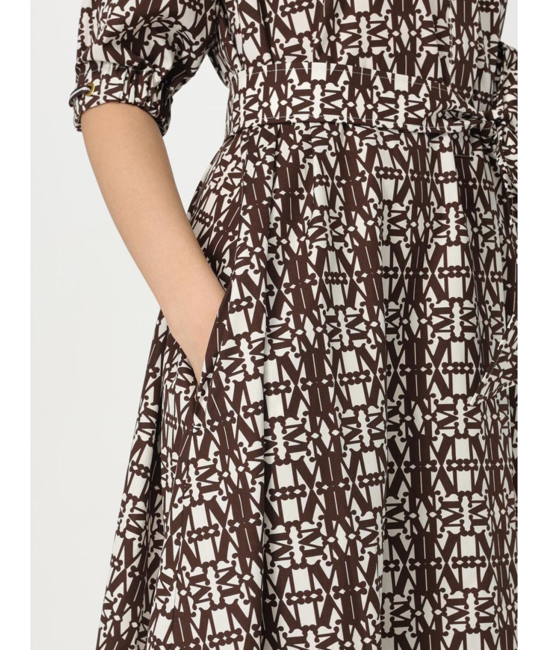 MAX MARA Коричневое хлопковое повседневное платье, фото 5