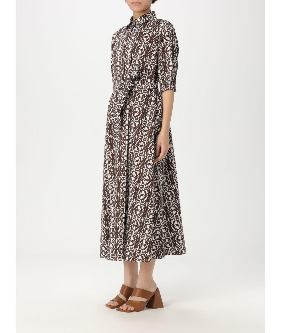 MAX MARA Коричневое хлопковое повседневное платье, фото 4