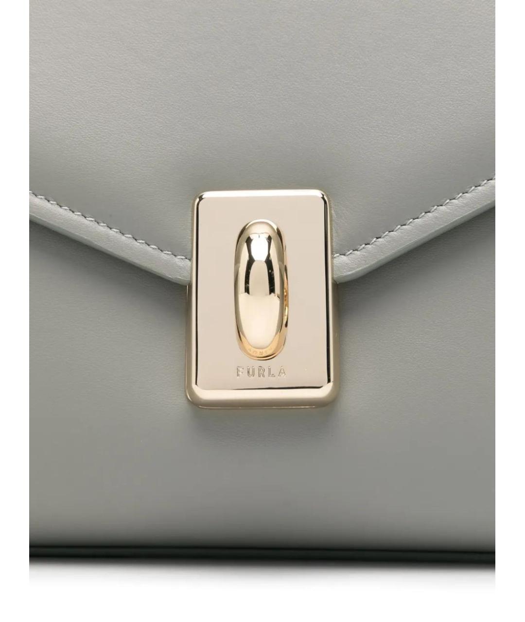 FURLA Серая кожаная сумка через плечо, фото 4