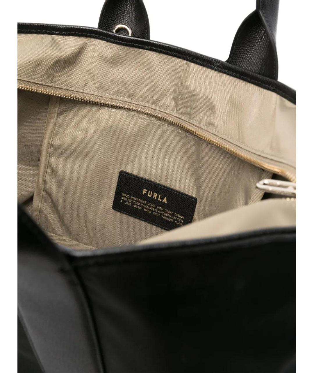 FURLA Черная кожаная сумка тоут, фото 5