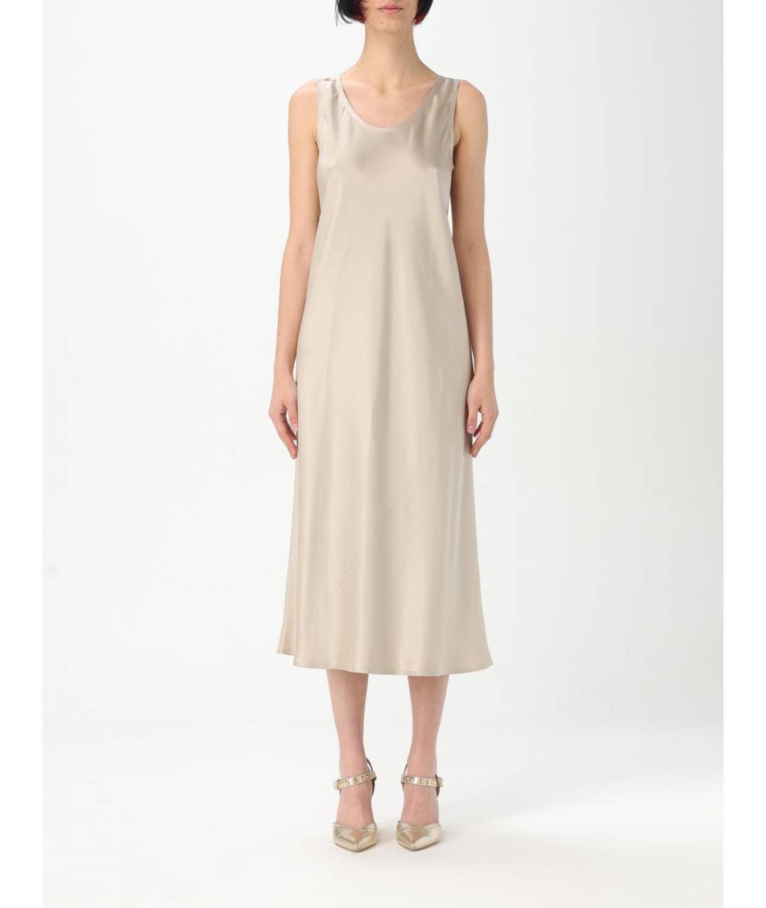 MAX MARA Бежевое шелковое платье, фото 2