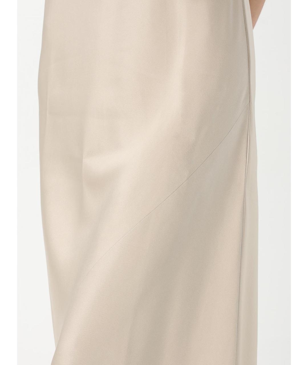 MAX MARA Бежевое шелковое платье, фото 5