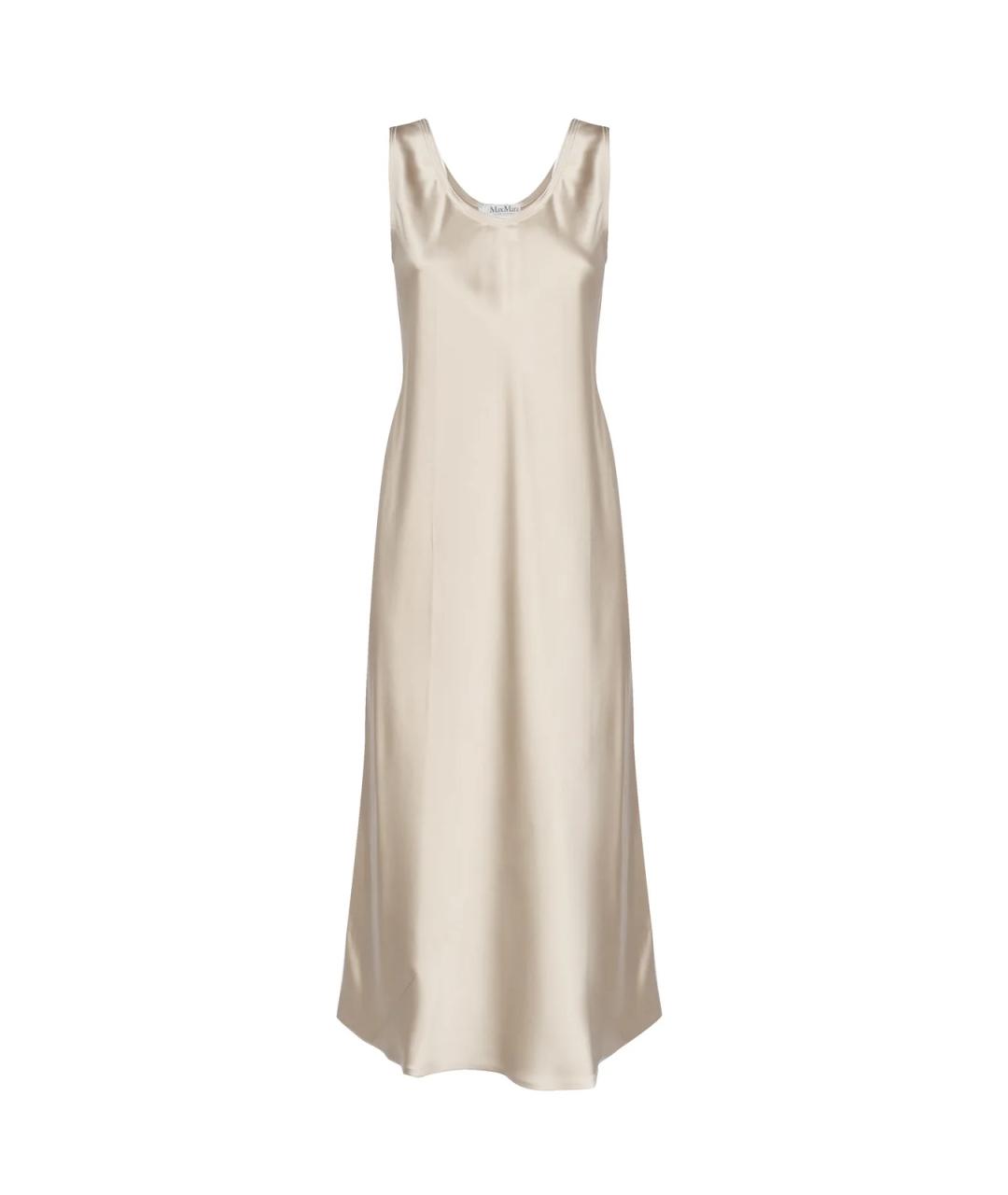 MAX MARA Бежевое шелковое платье, фото 1