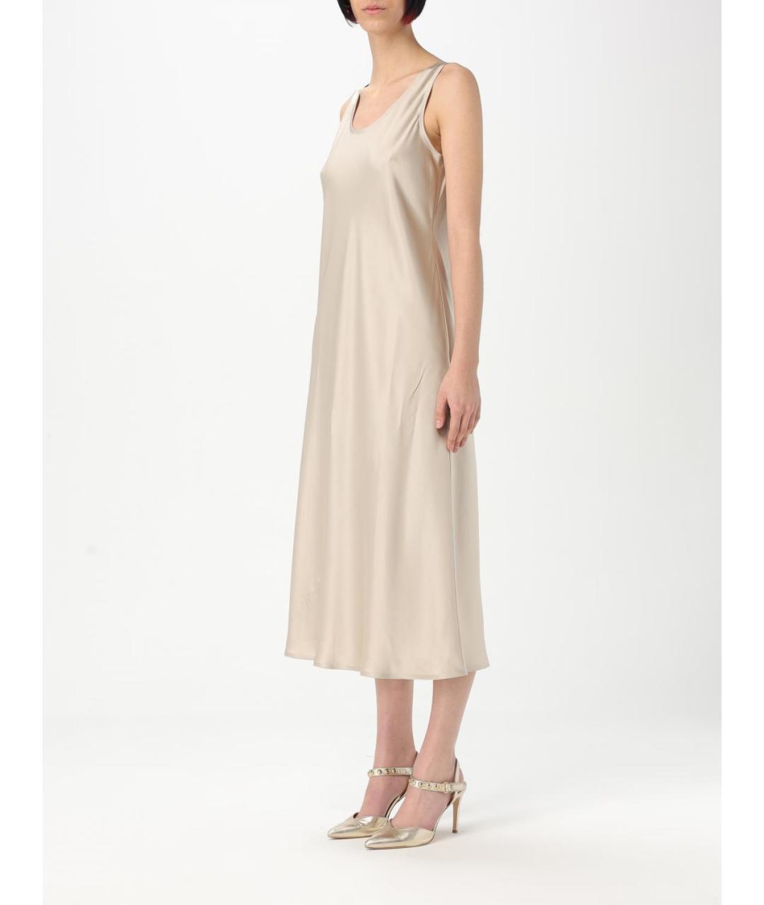 MAX MARA Бежевое шелковое платье, фото 4
