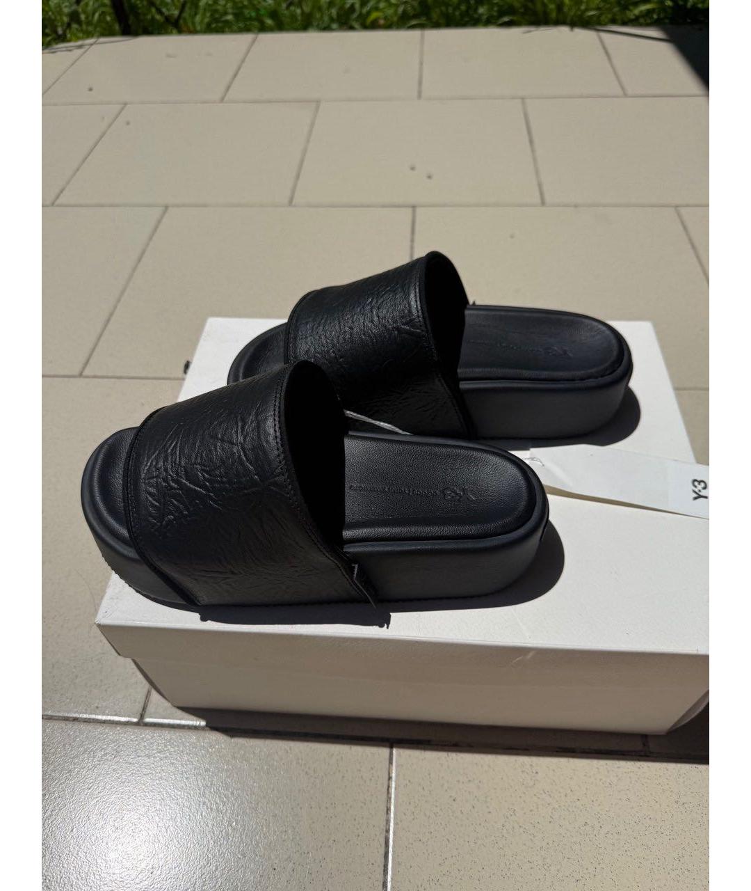 Y-3 Черные кожаные сандалии, фото 4