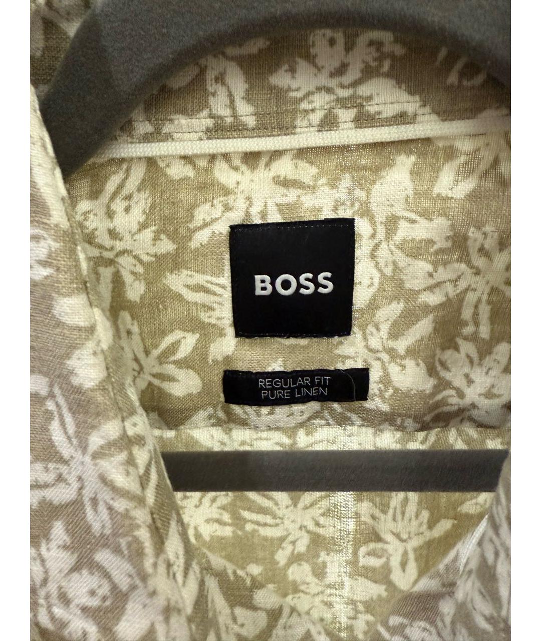 HUGO BOSS Белая льняная кэжуал рубашка, фото 3