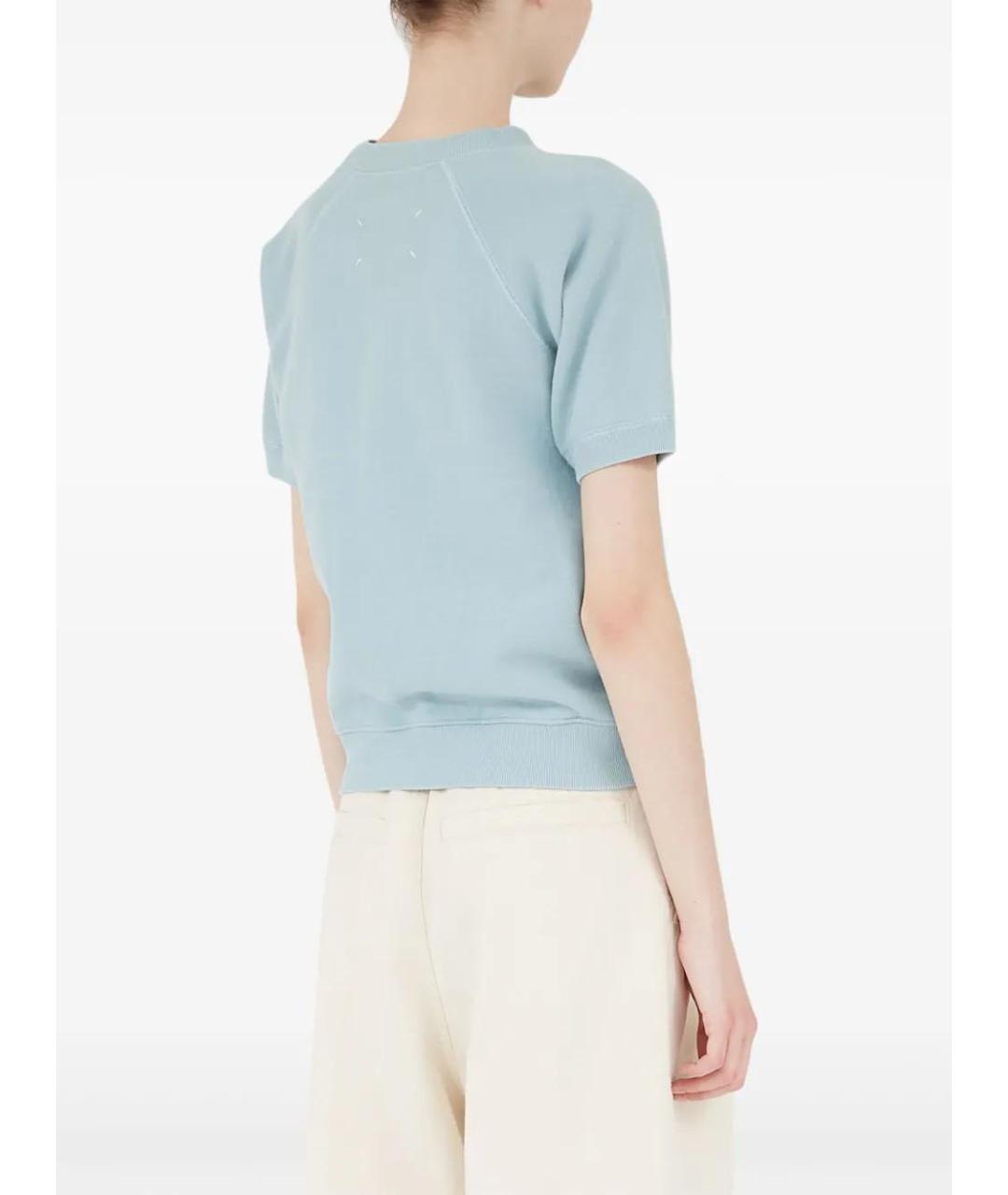 MAISON MARGIELA Голубая хлопковая футболка, фото 4