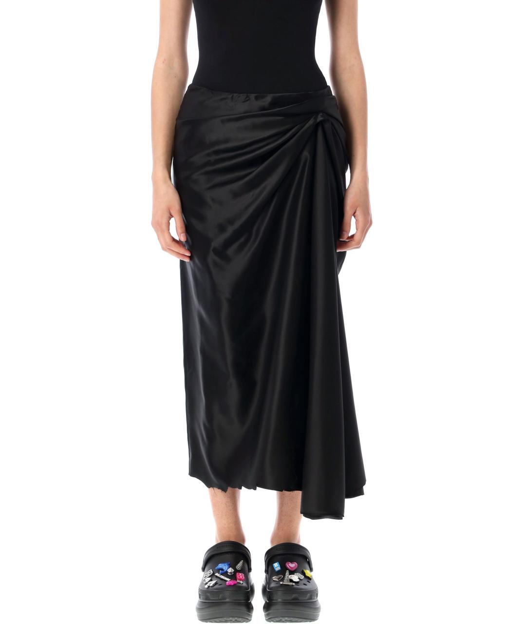 BALENCIAGA Черная вискозная юбка миди, фото 2