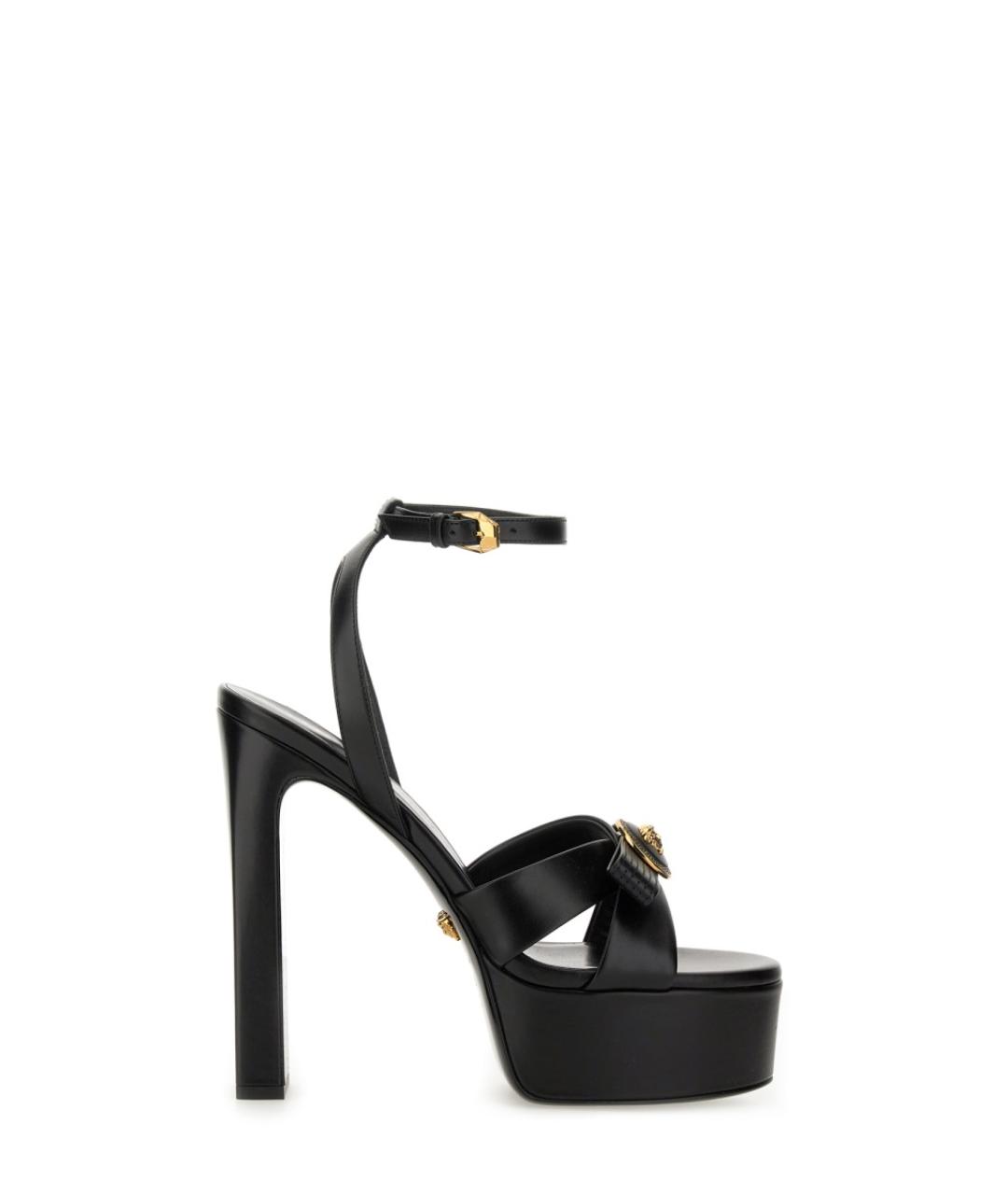 VERSACE Черные кожаные босоножки, фото 1
