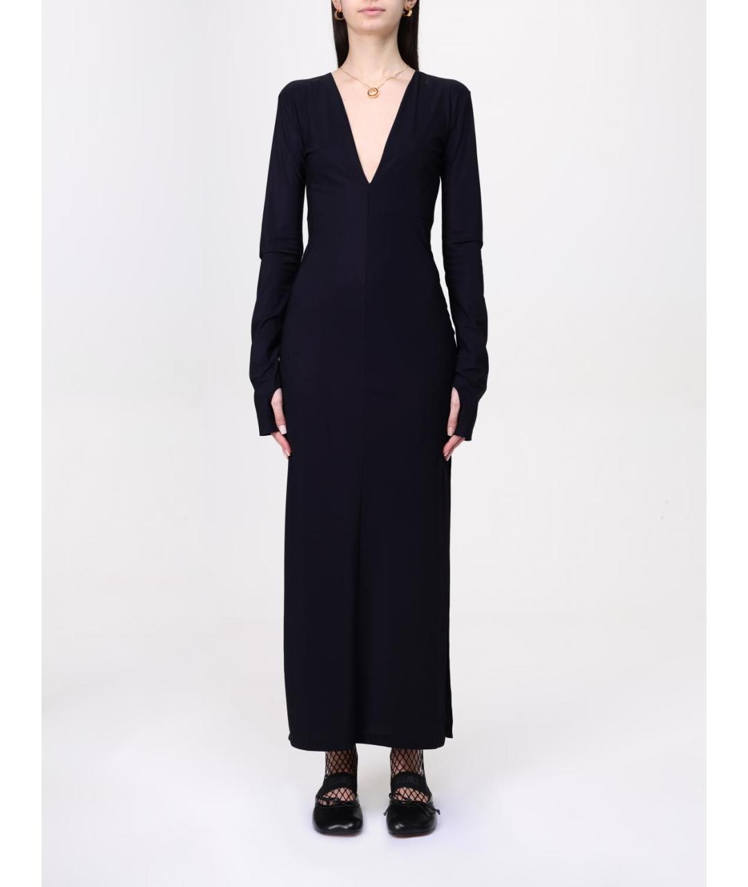 MM6 MAISON MARGIELA Черное синтетическое повседневное платье, фото 2