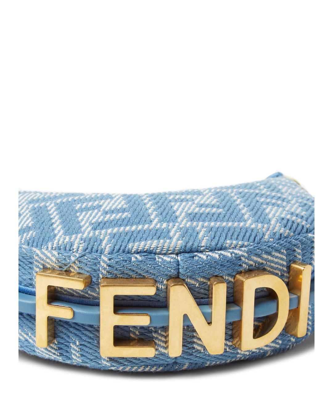 FENDI Голубая хлопковая сумка с короткими ручками, фото 3