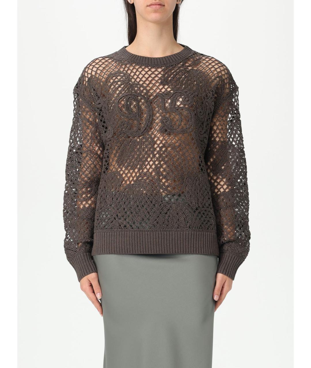 MAX MARA Коричневый хлопковый джемпер / свитер, фото 2
