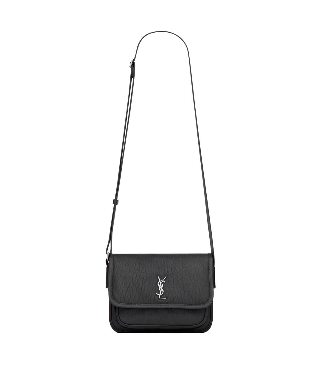 SAINT LAURENT Черная кожаная сумка на плечо, фото 1