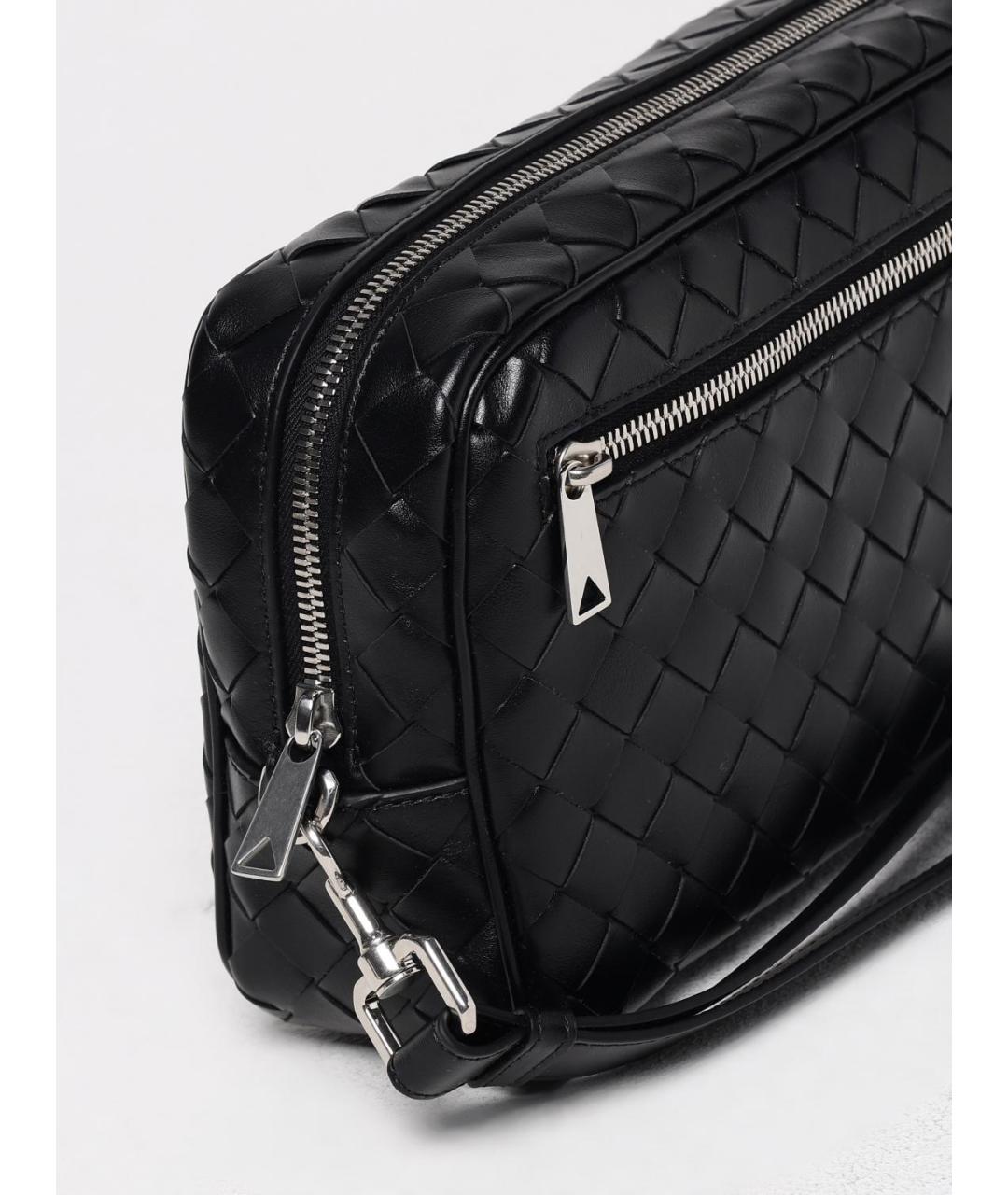 BOTTEGA VENETA Черная кожаная барсетка, фото 4