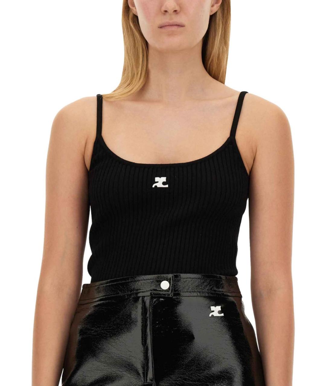 COURREGES Черная вискозная майка, фото 5
