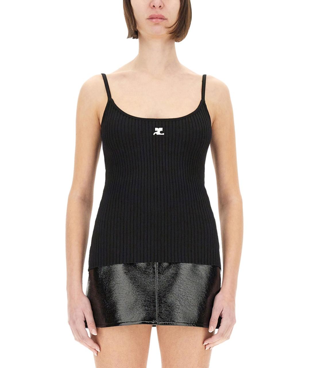 COURREGES Черная вискозная майка, фото 6