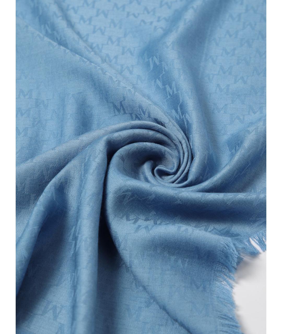 MAX MARA Голубой шерстяной шарф, фото 3